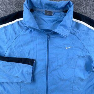 Nike Jacket Girls Sz L 12-14 Baby Blue Windbreaker Track Zip Up Long Sleeve VTG